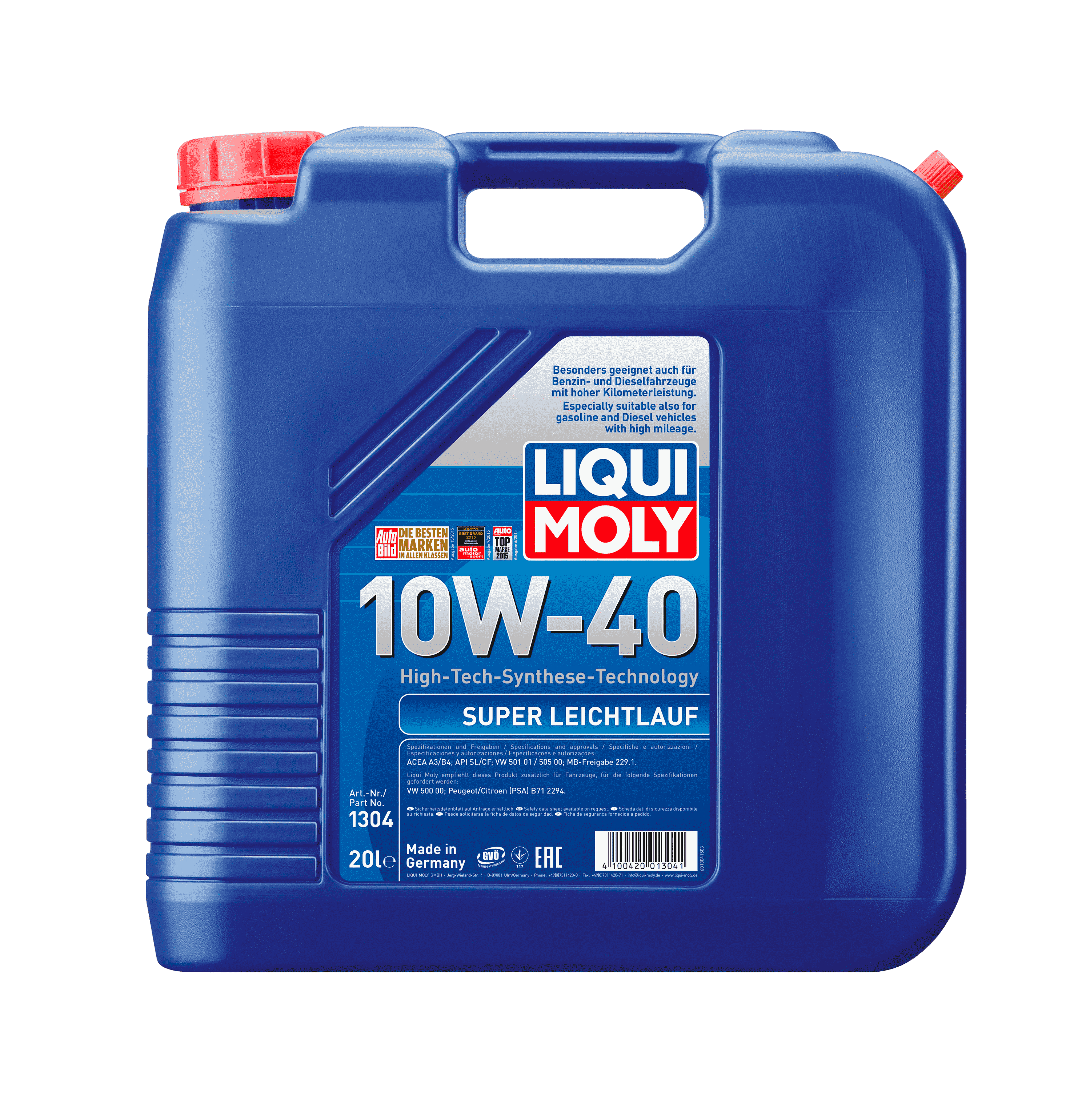 Моторное масло Liqui Moly Super Leichtlauf 10W-40, 20л